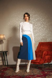 Rouen skirt gonna pannelli panels blue blue autunno inverno winter autumn 