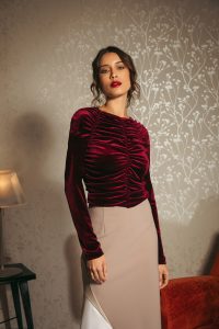 blusa blouse lilla merlot burgundy bordeaux velvet velluto shiny